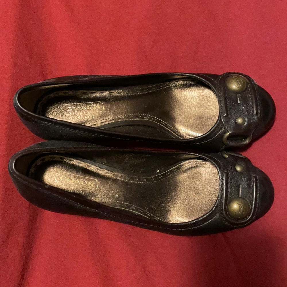 Coach Elisabeth stacked heels espresso leather 6.5